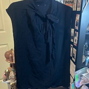 Express Navy Sleeveless Tie-Front Blouse